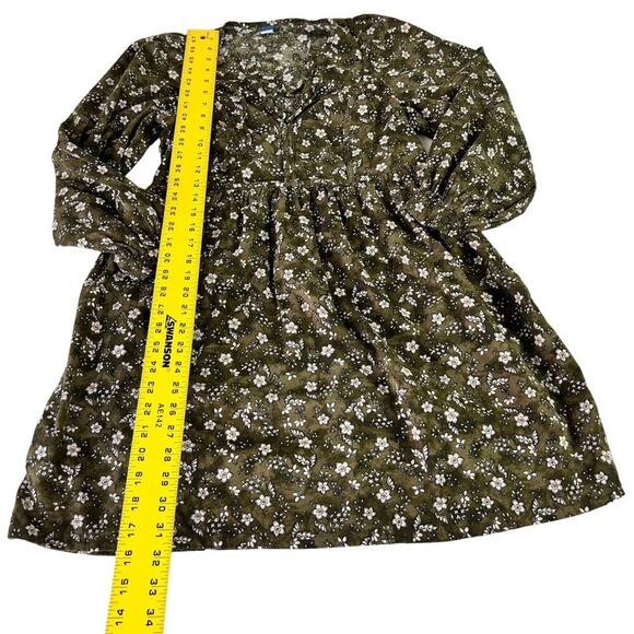 Old Navy Boho Spirit Dark Green Womens Long Sleeve Mini Swing Tunic Dress XS - Picture 3 of 7